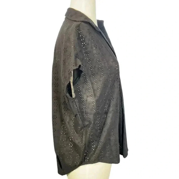 French Connection Women's Carmen Crepe Bell Sleeve Rhodes Eyelet Black Size 2 - Picture 6 of 12